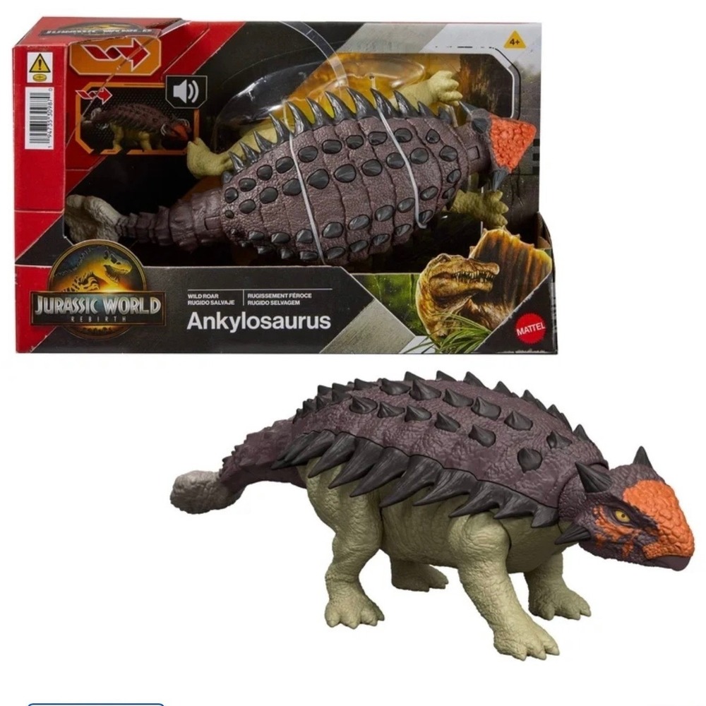 Jurassic World Rebirth Wild Roar Ankylosaurus Dinosaur Toy Motion & Sound NEW